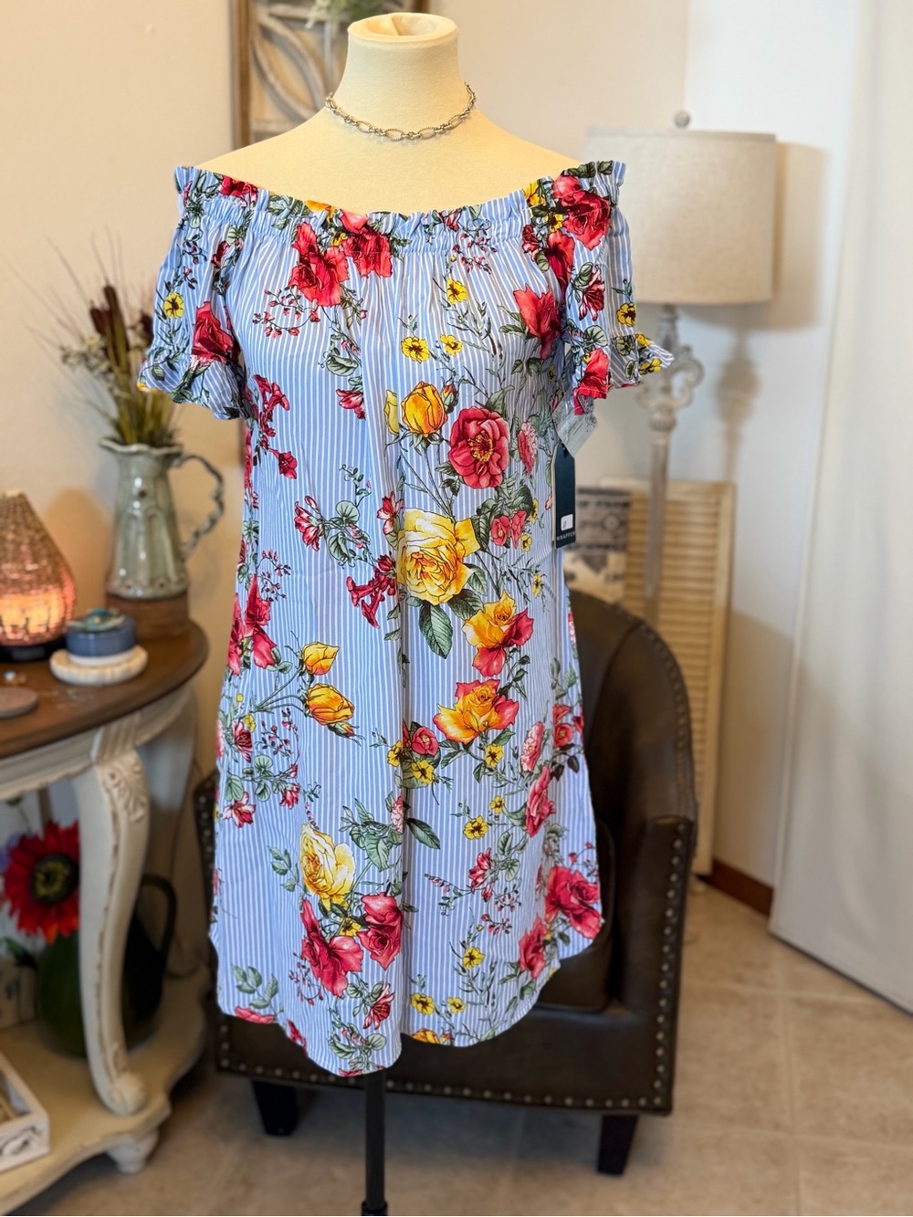 Wrapper off shoulder summer dress nwt size m